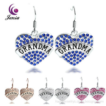 Jenia Grandma Heart Charm Custom 18K Gold Plated Korean Earrings